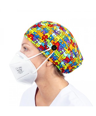 Gorro de quirófano con botones - Ref: Puzzle